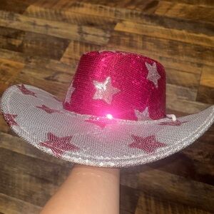 Pink and Silver Sequin Star Cowboy Hat